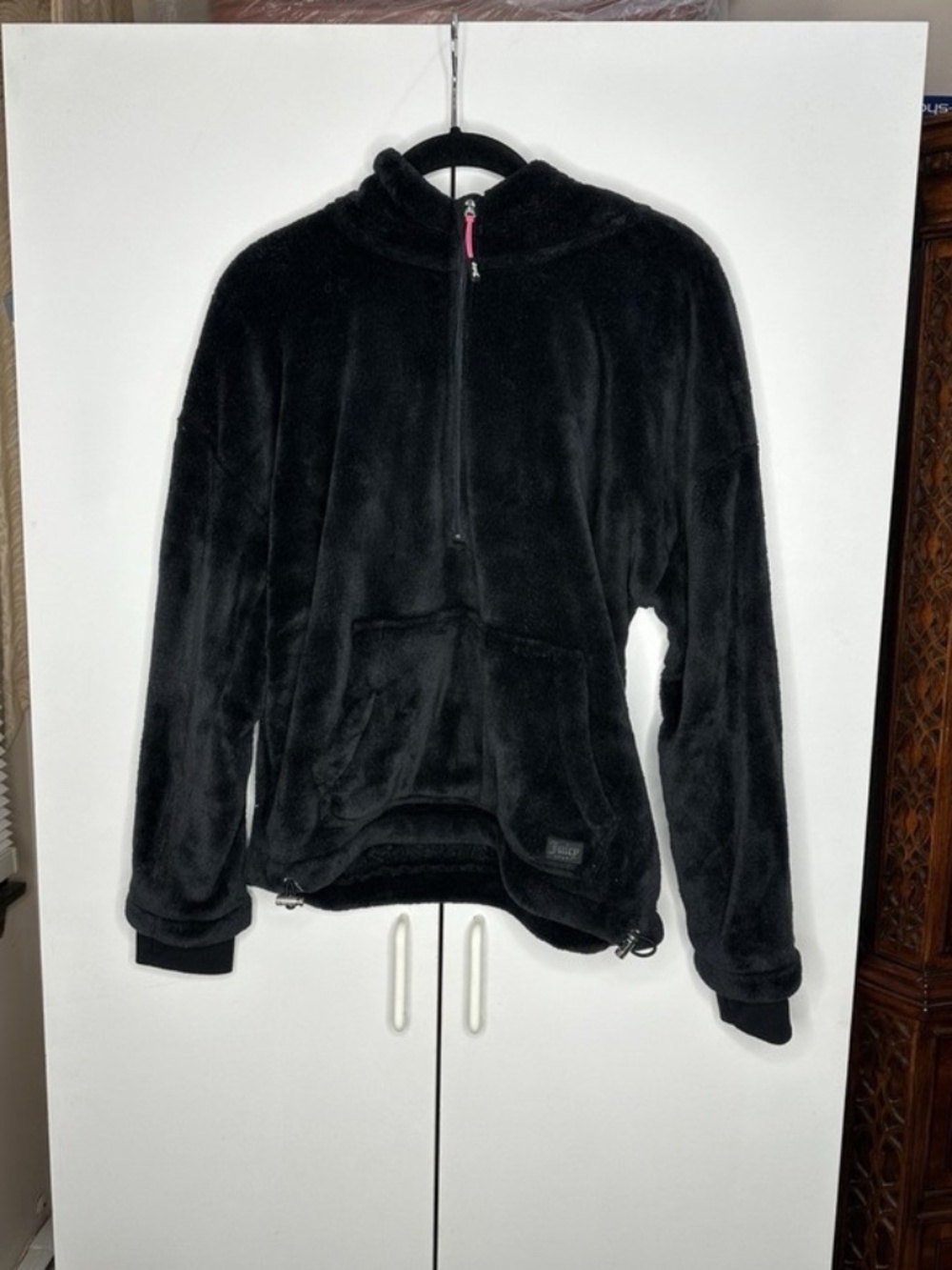 Juicy Couture Sport Black Fleece Sweatshirt Hoodie Long Sleeve Womens Sz Medium